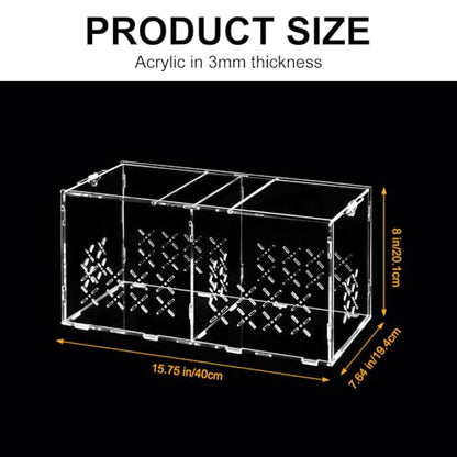 Reptile PC Terrarium, Double Room Tarantula Enclosure,Spider Tank Starter Kit,Leopard Gecko Container,Hermit Crab Habitat,Lizard housing,Jumping Spider Cage,Small Bearded Dragon Vivarium