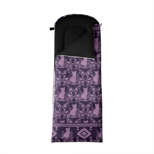 Erosebridal Death Head Moth Sleeping Bags Adults Cold Weather Bohemian Aztec Camping Blanket Hiking Sleeping Wrap Sleep Bag - color: Purple Little Cats