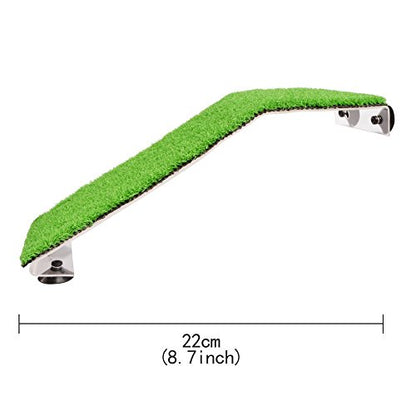 Saim Turtle Basking Platform Acrylic Reptile Ramp with Fake Grass Resting Terrace for Aquatic Turtles, Frogs, Newts, Salamanders and Axolotls - Small - color: Small: 8.7inch Lenght