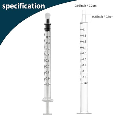 30Pack 1ml/cc Syringe for Liquid with Caps - Liquid Measuring Syringe - Syringes Tools for Scientific Labs, Feeding, Jello Shots - Individually Sterile Sealed, White