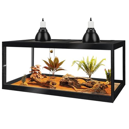 Bearded Dragon Tank 81 Gallon, 48 x 20 x 20 Inch Wooden Reptile Enclosure with Metal Mesh Top, Clear Acrylic Sliding Doors and Lock, Large Lizard and Snake Tank, Black - color: Black, size: 81 Gallons
