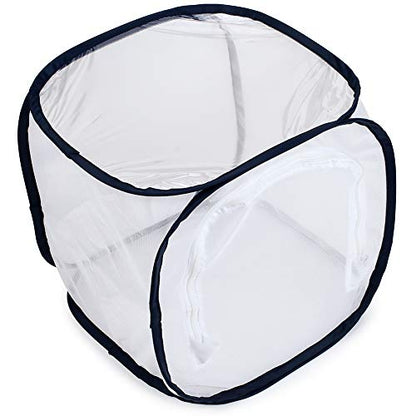 Insect and Butterfly Habitat Cage Terrarium Pop-up 12 X 12 X 12 Inches - color: White With Black, size: 12 x 12 x 12 inches