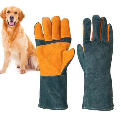 Animal Handling Gloves - Protective Pet Grooming Mitts, Scratch Resistant | Cat Safety Gear | Reptile Handling Glove Leather, Puncture Proof Dog Training Gloves for Veterinary Use Wildlife Care - color: A