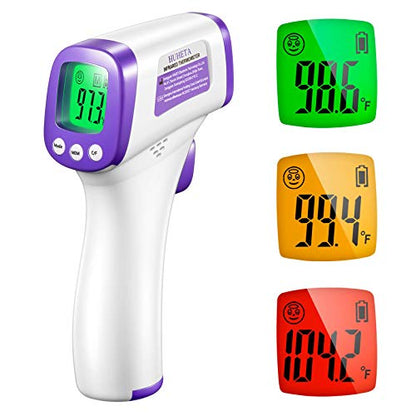 HUHETA Infrared Thermometer for Adults, Non Contact Forehead Thermometer with Fever Alarm, Accurate Reading and Memory Function, Body Temperature & Surface of Objects Use (Purple) | Accurate Reading,Memory Function,Fever Alarm, Body Temperature & Surface