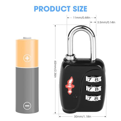 Safe Skies 3-Digit TSA Lock 2-Pack Black – Easy Set for Luggage | 2/4/6 pack. 3-digit resettable. TSA Safe Skies recognized. Lightweight. 90-day warranty. - color: 2 PACK BLACK