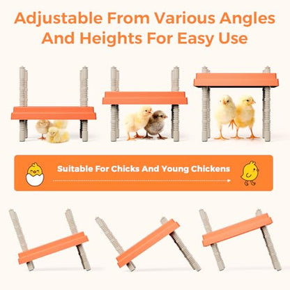 Chick Brooder Heating Plate 10" x 10" with Anti-Roosting Cone, Stepless Adjustable Height for Up to 15 Chicks, Energy Efficient Mother Hen Brooder for Poultry - color: ORG-10