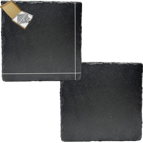 Reptile Basking Platform 2Pcs 6.0''x6.0'' Turtle Rock Plate Slate Feeding Food Dish Bowl Bathing Rest Terrace for Chameleon Lizard Bearded Dragon Gecko Snake Frog Newt (6.0''/15CM) - size: 6.0 inches