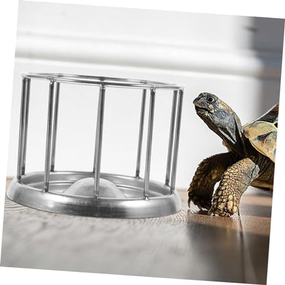Stainless Steel Tortoise Feeding Bowl Large Capacity Silver | Pet Turtle and Reptile Use, round Dish Shape with Ample Space, Corrosion-Resistant Build for Food and Water