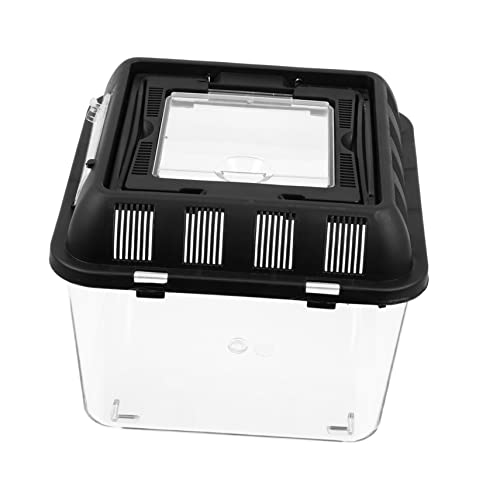 Yardwe Acrylic Portable Reptile Breeding Box Handle PET Display Container for Snakes Frogs and Spiders for Reptile Habitat and Convenient Transport