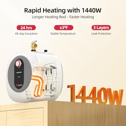Electric Mini Tank Water Heater - 2.5 Gallon Under Sink Small Hot Water Heater - 110 120V Point of Use for RV, Camper, Kitchen, Food Truck - Easy to Install - Wall or Floor Mounted - color: 2.5 Gal
