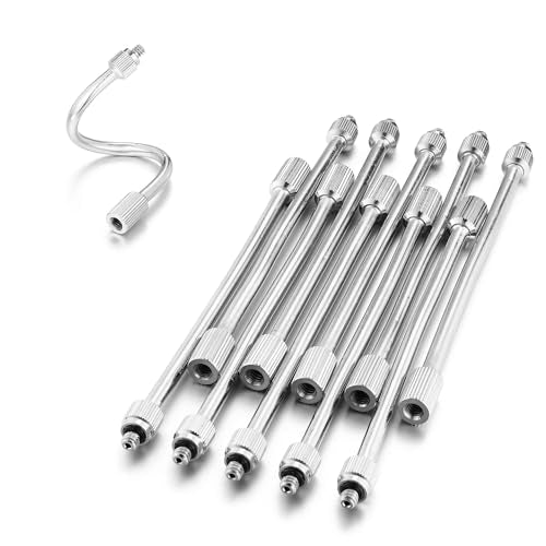 10 Flexible Mister Nozzle Extensions 5.9 Inch Mist Rod for Nozzle | Bendable Brass Mist Rod for Mister Nozzle Copper Extended Pole 10/24 UNC Thread for Outdoor Misting System Nozzle Extension - color: Silver
