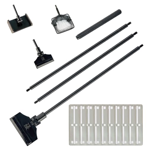Aquarium Scraper Algae Cleaning Tool for Glass Aquariums | Including Algae Scraper, Sponge Pad, Fish Net, Cleaning Brush, Adjustable Length, Durable, Does Not Hurt The Fish Tank