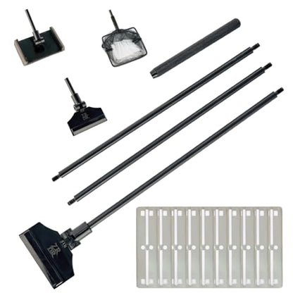 Aquarium Scraper Algae Cleaning Tool for Glass Aquariums | Including Algae Scraper, Sponge Pad, Fish Net, Cleaning Brush, Adjustable Length, Durable, Does Not Hurt The Fish Tank