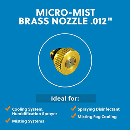 Micro-Mist Nozzle- Garden & Patio Misting System, Cooling Brass Nozzles with 0.012 Inch Size & 10/24 Inch Thread (Pack of 12) - size: Pack of 12