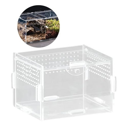 Pet Terrarium Acrylic Reptiles Cage House with Airflows Holes Front Opening Enclosure for Watching Simple Pet Observation Habitat Box - size: 10X10X10 vertical