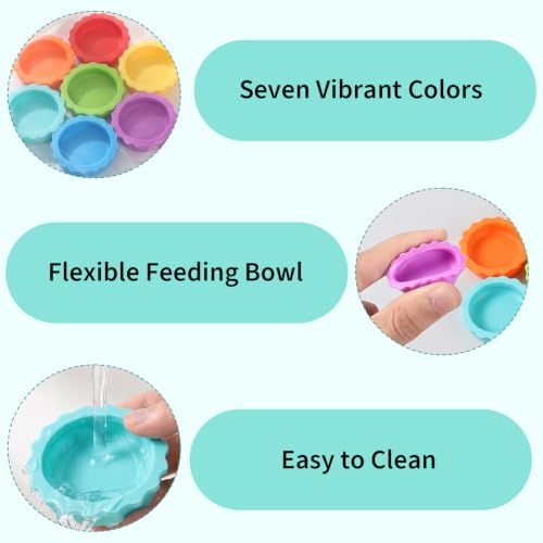 Crested Gecko Food Dish 7PCS, Silicone Reptile Feeding Dish Water Bowl Small Gecko Feeding Cups Reptile Tank Accessories for Hermit Crab Tarantula Isopods Snails and Lizard 7 Colors