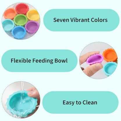 Crested Gecko Food Dish 7PCS, Silicone Reptile Feeding Dish Water Bowl Small Gecko Feeding Cups Reptile Tank Accessories for Hermit Crab Tarantula Isopods Snails and Lizard 7 Colors