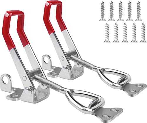 Vicuna R 4003 Heavy Duty Toggle Latch Clamp, Large Adjustable Pull Latch | 1320Lbs Holding Capacity, Toggle Clamp Latch with Lock Hole, for Smoker Lid Jig, Tool Box Case, 2 Pack with 10PCS Screws - style: 4003-2PK