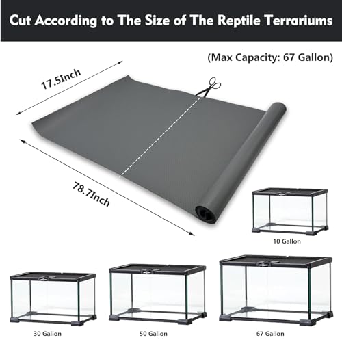 Hamiledyi Reptile Substrate Mat 2 Pcs Reptile Bedding Tortoise Floor Liner Floor Turtle Terrarium Mats Non Adhesive Carpet for Bearded Dragon Gecko Lizard (78.7" x 17.5" Grey) - color: Grey
