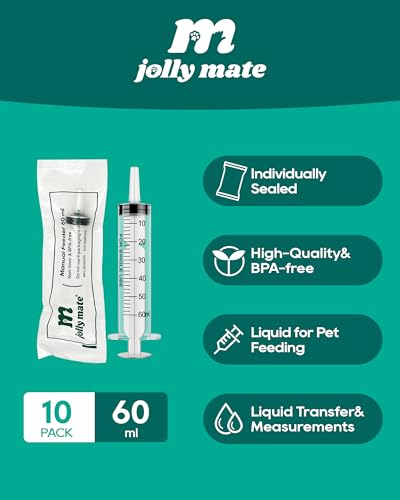 10 Pack 60ml Feeding Syringe for Liquid without Needle Individually Wrapped | with cap, clear scale, non-slip bottom for pet feeding, liquid dispensing, scientific labs, plant cultivation and crafts