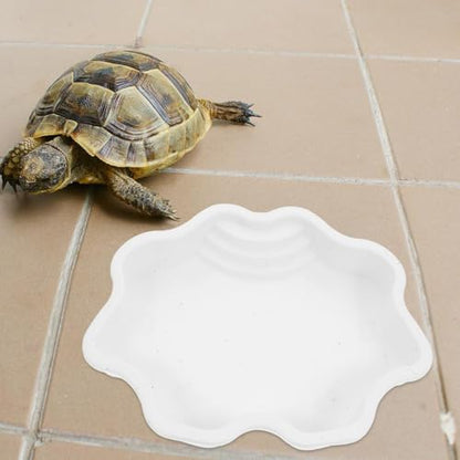ABOOFAN Reptile Bathing Pool with Ramp Large Capacity Aquatic Animal Water Dish White Reptile Water Bowl for Soaking and Feeding Terrarium Use