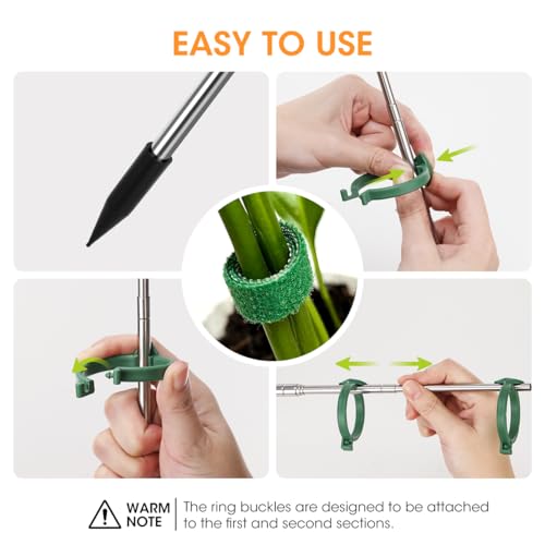 Aieve Extendable Plant Stakes, 13 to 49in Telescoping Monstera Plant Stakes | Stainless Steel Indoor Outdoor Garden Stake Support Sticks for Tomato Vegetables Monstera Vine, 5 Packs