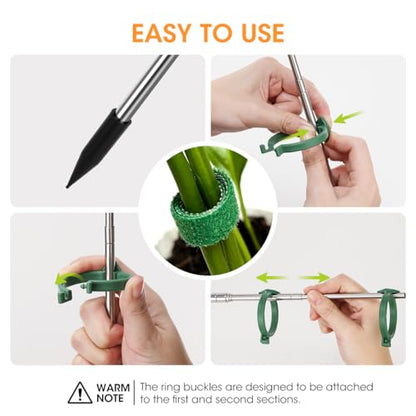 Aieve Extendable Plant Stakes, 13 to 49in Telescoping Monstera Plant Stakes | Stainless Steel Indoor Outdoor Garden Stake Support Sticks for Tomato Vegetables Monstera Vine, 5 Packs