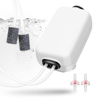 AQUANEAT Aquarium Air Pump for 20-210 Gallon Tank, Fish Air Bubbler, Hydroponic Oxygen Aerator with Stones, Airline Tubing, Check Valves - size: 20-100 Gallons