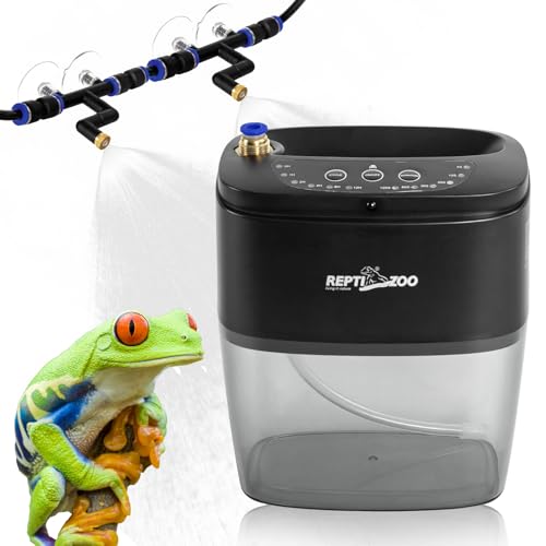 REPTI ZOO 800ml Portable Mister Fogger for Reptile Tank Enclosure - Terrarium Misting System With 2 Nozzles for Amphibians and Rainforest Plants