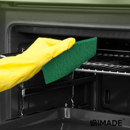 UNIMADE Heavy Duty Scouring Pad, 96Pcs Household Scour Pad for Kitchen, Garage and Outdoors, Reusable Dish Scrubber Pads for Pan and Metal Grill - Green | for Kitchen, Garage and Outdoors, Reusable Dish Scrubber Pads for Pan and Metal Grill - Green - colo