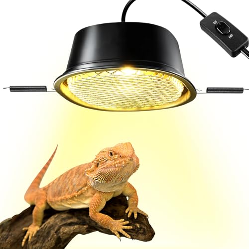 G9 Reptile Heat Lamp Combo Kit- 50W UVA Basking Bulb & Low Profile Tank Hood for Bearded Dragons Turtles Lizards Leopard Geckos | Terrarium Heating Lamp with Safety Mesh & Warm White Bulb - color: Warm White