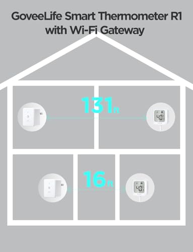GoveeLife WiFi Refrigerator Thermometer 2-Pack with Gateway & LCD Display | Freezer alarm fridge monitor with app alerts & anti-false, 197ft range, 2-yr data export. For freezer/fish tank/hot tub - style: BT Gateway+2 Sensor