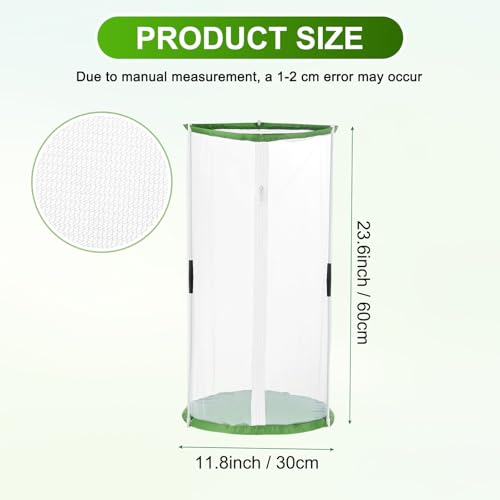 M METERXITY Butterfly Habitat Cage Terrarium, Outdoor Collapsible Mesh Pop-up with Zipper Protection for Breeding Butterfly/Ladybug, Mesh Plant Enclosure [White with Green, 12 x 12 x 24 Inch] - size: 12 x 12 x 24 Inch
