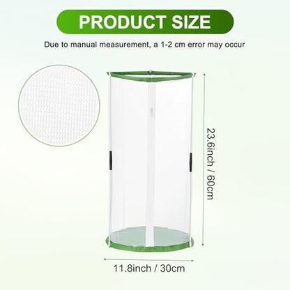 M METERXITY Butterfly Habitat Cage Terrarium, Outdoor Collapsible Mesh Pop-up with Zipper Protection for Breeding Butterfly/Ladybug, Mesh Plant Enclosure [White with Green, 12 x 12 x 24 Inch] - size: 12 x 12 x 24 Inch