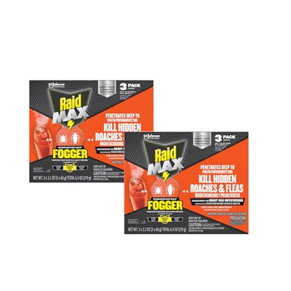 Raid Max Fogger, Insect Killer for Mosquito, Ant, Roach, Spider, Flea, for Indoor Use 6.3 Ounce (Pack of 2) - size: 6.3 Ounce (Pack of 2)
