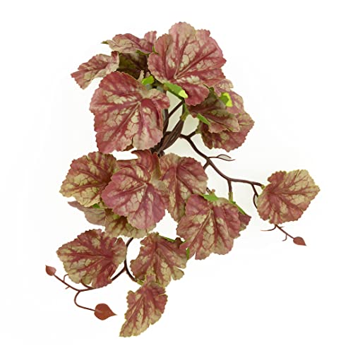Pink Reptile Terrarium Plants, Fake Heuchera Hanging Suction Décor | Pink Faux Foliage, Tank Decor Fits Gecko Snake Frog Tarantula Habitat - color: Fake Heuchera Micrantha Pink