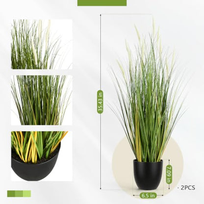 2-Pack 3FT Artificial Plants with Pot | Safe & Pet Friendly, Natural Looking Plants Artificial Decor for Home, Office, Patio, Wedding, Housewarming Decor Gift - size: 90cm
