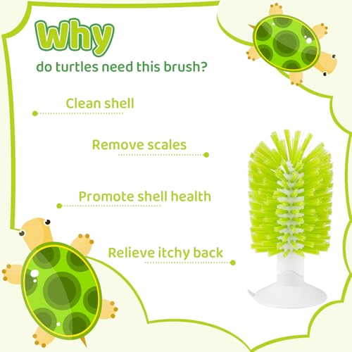 Turtle Brush with Suction Cup Turtle Shell Cleaning Brush Turtle Scrub Scratcher Turtle Exfoliate Brush Pet Bristle Cleaner Toy Tank Accessories Tool Supplies for Cleaning Glassware Bottles Dirt Mud