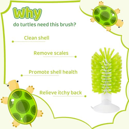 Turtle Brush with Suction Cup Turtle Shell Cleaning Brush Turtle Scrub Scratcher Turtle Exfoliate Brush Pet Bristle Cleaner Toy Tank Accessories Tool Supplies for Cleaning Glassware Bottles Dirt Mud
