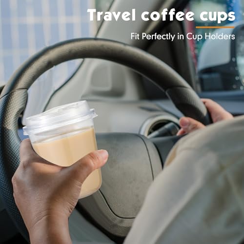 Baderke 25 Sets 14 oz Clear Plastic Cups with Lids,Sturdy Iced Coffee Cups with lids, Disposable Plastic Smoothie Cup for Cold Drinks - size: 14oz