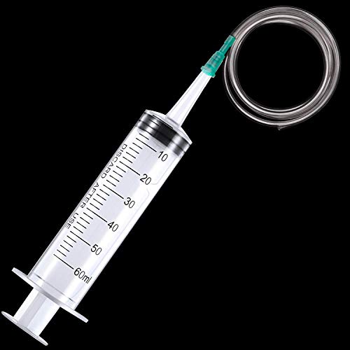 Large Plastic Syringe with Tube 60ml & 20ml with 13inch Tubing for Scientific Labs, Measuring, Watering, Refilling, Filtration, Feeding Pets, Oil or Glue Applicator, 4pcs - size: 2pcs 20ml + 2pcs 60ml