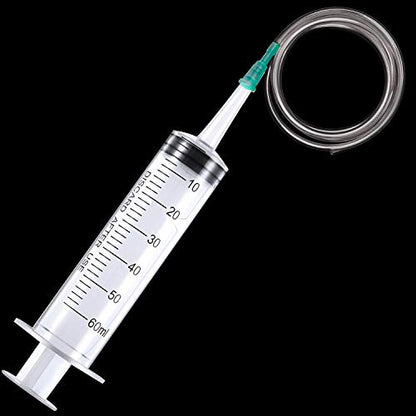 Large Plastic Syringe with Tube 60ml & 20ml with 13inch Tubing for Scientific Labs, Measuring, Watering, Refilling, Filtration, Feeding Pets, Oil or Glue Applicator, 4pcs - size: 2pcs 20ml + 2pcs 60ml