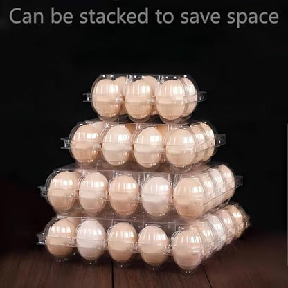 40 Pack 12-Egg Cartons Plastic Clear 3X4 Grids Reusable Storage Container, Stackable Cheap Bulk 1/2 Dozen Egg Trays for Refrigerator/Farms/Camping/Travel