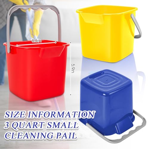 Irenare 12 Pcs Sanitizing Bucket 3 Quart Cleaning Pail Small Detergent Square, Spout and Handle Plastic Utility Sanitizer Buckets for Restaurant Kitchen Home Offices (Multicolor) - color: Multicolor