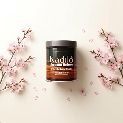 Kadilo™ Odor Eliminator Candle, 17 Oz Each Jar Natural Soy Wax, 3 Cotton Wicks, Highly Fragranced, 300 Hours Burn Time, Metal Jar, Set of 3 Different Flavors