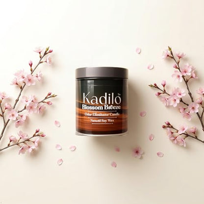 Kadilo™ Odor Eliminator Candle, 17 Oz Each Jar Natural Soy Wax, 3 Cotton Wicks, Highly Fragranced, 300 Hours Burn Time, Metal Jar, Set of 3 Different Flavors