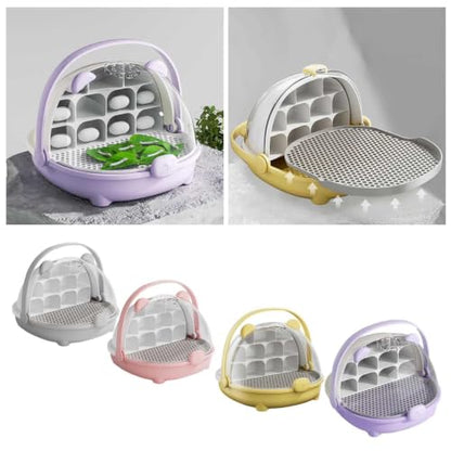 Silkworm Growth Box, Silkworm Breeding Box with Transparent Space Capsule Design, Portable Reptile Feeding Box Transparent Animal Habitat Cage with Handle (Grey) - color: Grey