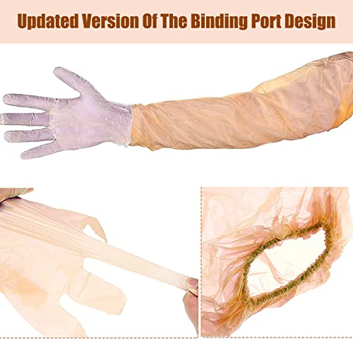 100 Pcs Field Dressing Gloves - Extra Long Disposable Deer Hunting Kit for Gutting and Field Dressing - color: Orange