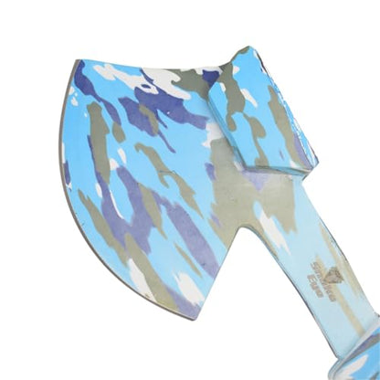 Snake Eye Tactical Heavy Duty 3PC Hunting & Camping Set – Full Tang Camping Axe, 9.5" Fixed Blade Gut Hook Knife, Sharpening Rod, and Heavy Duty Nylon Combo Sheath Included (Blue Camo) - color: Blue Camo