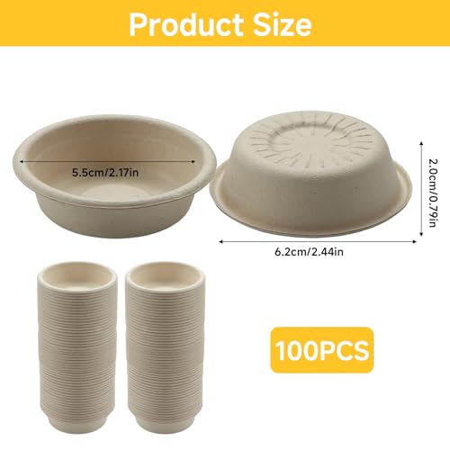 Gecko Feeding Cups, 100-Pack 1 Oz Small Paper Bowls for Crested Gecko Food and Water, Disposable Condiment Cups for Reptile Feeding Dishes and Ledge Accessories, Biodegradable